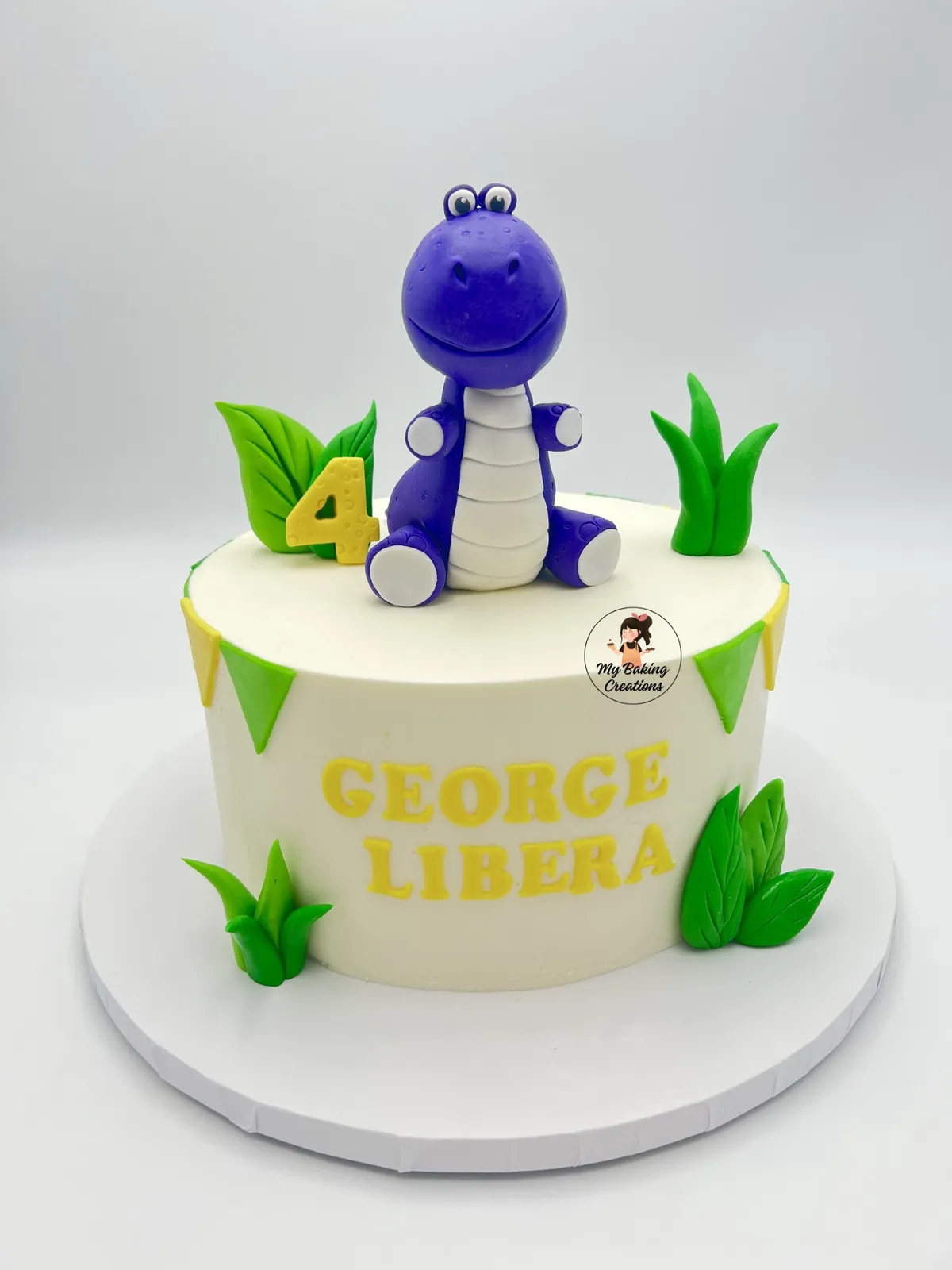 Custom baby dinosaur themed birthday cake San Francisco